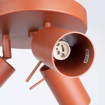 Plafón Ring - 3-Light - Rojo Ocre - Acero - GU10 - IP20 - Lámpara de Techo Minimalista