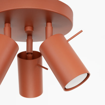 Plafón Ring - 3-Light - Rojo Ocre - Acero - GU10 - IP20 - Lámpara de Techo Minimalista
