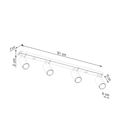 Luzara - Plafón Ring 4L - Ocre Rojo - Acero - GU10 LED - 4-Light - IP20 - 81 x 6 x 17 cm