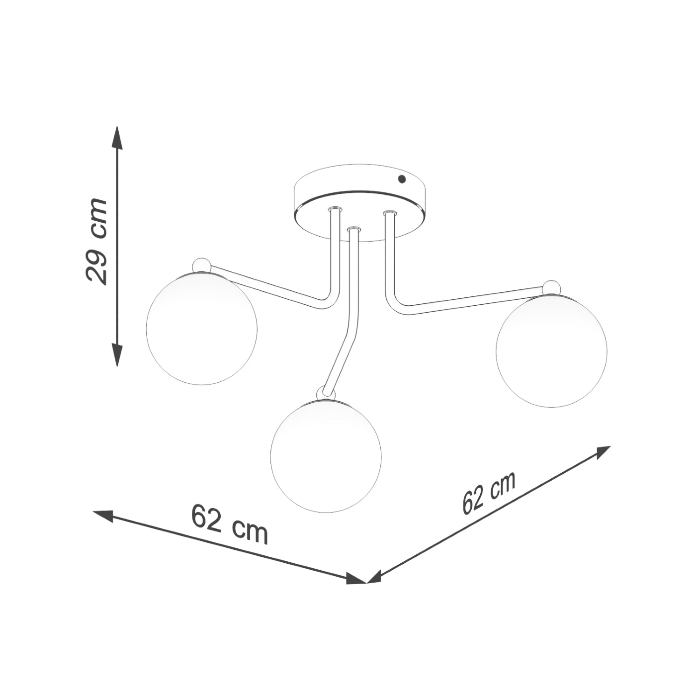 Luzara - Chandelier - 3-Light Blanco - Metal y Vidrio - G9 LED - IP20 - 62 x 62 x 29 cm
