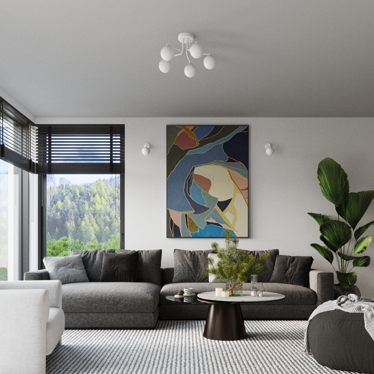 Luzara - Chandelier - 3-Light Blanco - Metal y Vidrio - G9 LED - IP20 - 62 x 62 x 29 cm