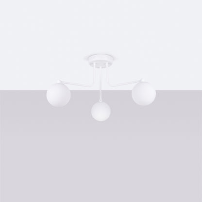 Luzara - Chandelier - 3-Light Blanco - Metal y Vidrio - G9 LED - IP20 - 62 x 62 x 29 cm