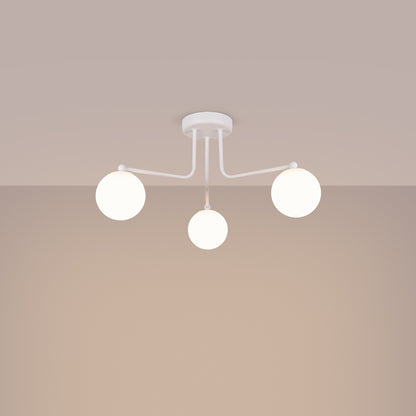 Luzara - Chandelier - 3-Light Blanco - Metal y Vidrio - G9 LED - IP20 - 62 x 62 x 29 cm