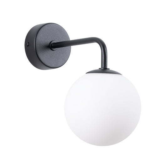 Luzara - Aplique de Pared - 1-Light - Black Metal - White Glass Shade - G9 IP20 - Bulb Not Included - 10 x 22 x 21 cm - Astral