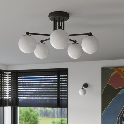 Luzara - Aplique de Pared - 1-Light - Black Metal - White Glass Shade - G9 IP20 - Bulb Not Included - 10 x 22 x 21 cm - Astral
