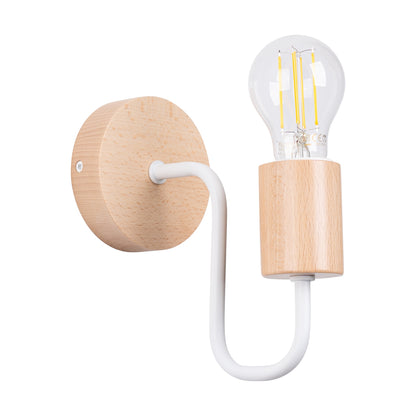 Luzara - Aplique de Pared - 1-Luz E27 - Blanco con Madera Natural - Acero y Madera - IP20