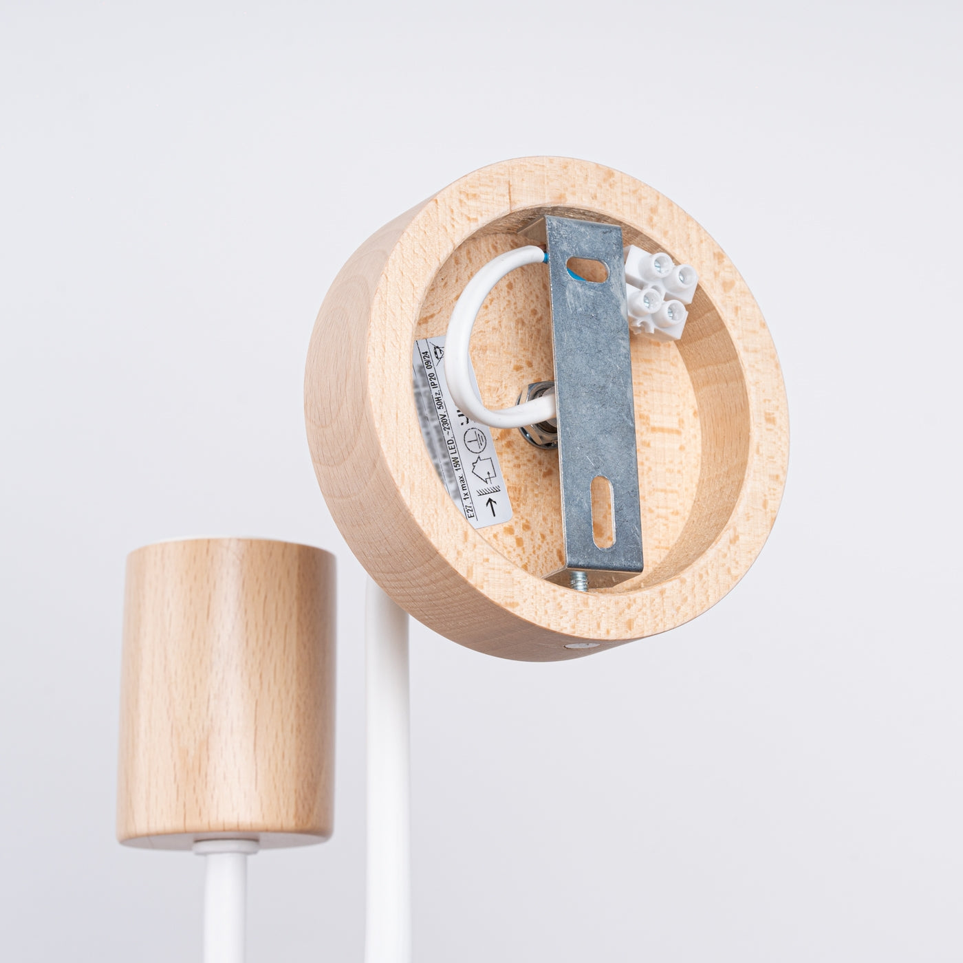 Luzara - Aplique de Pared - 1-Luz E27 - Blanco con Madera Natural - Acero y Madera - IP20