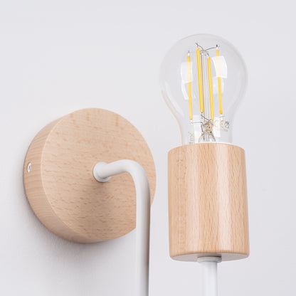 Luzara - Aplique de Pared - 1-Luz E27 - Blanco con Madera Natural - Acero y Madera - IP20