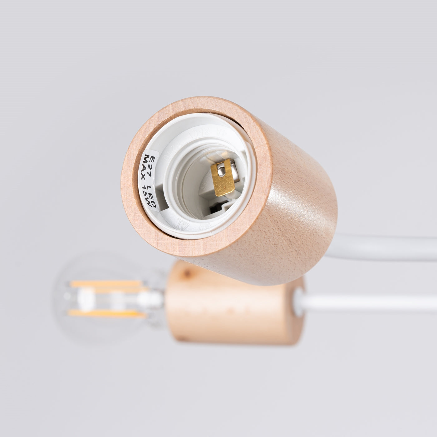 Timbo - Araña - 6-Light - Blanca - Acero y Madera - E27 IP20 - LED 2700K - 85/58/16,5 cm