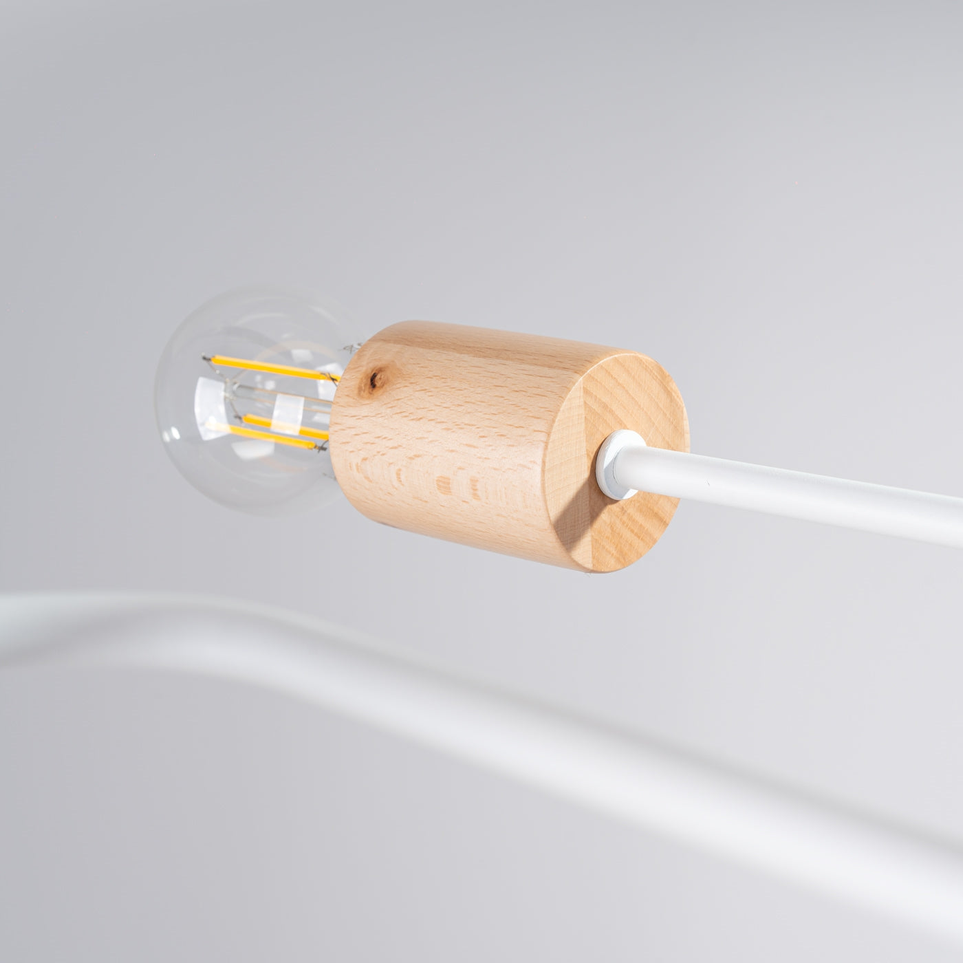 Timbo - Araña - 6-Light - Blanca - Acero y Madera - E27 IP20 - LED 2700K - 85/58/16,5 cm