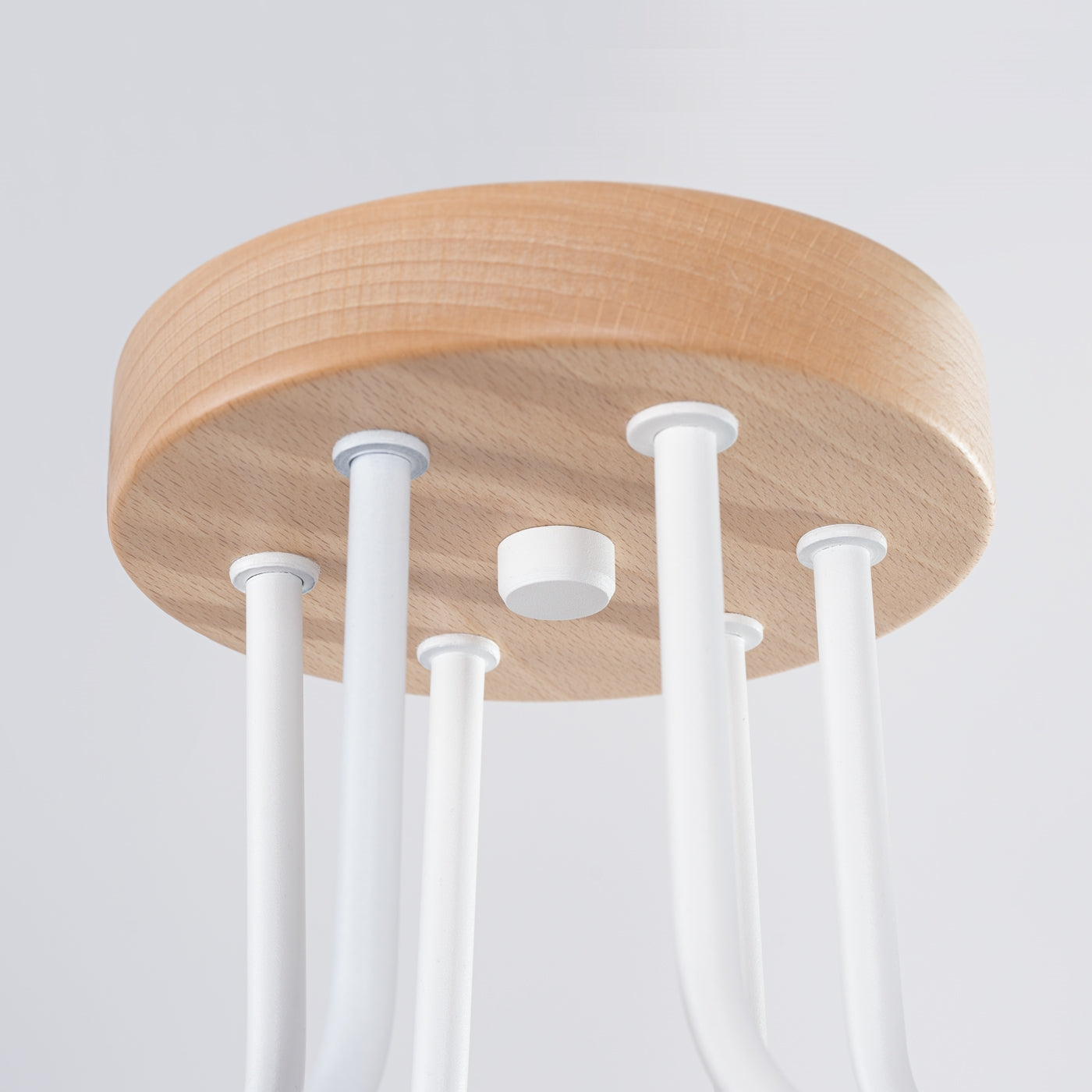 Timbo - Araña - 6-Light - Blanca - Acero y Madera - E27 IP20 - LED 2700K - 85/58/16,5 cm