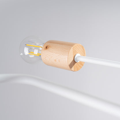 Timbo - Araña - 8 Luces - Blanco Y Madera Natural - Soquetes E27 - Metal Y Madera - Dimensiones 100 x 60 x 16,5 cm