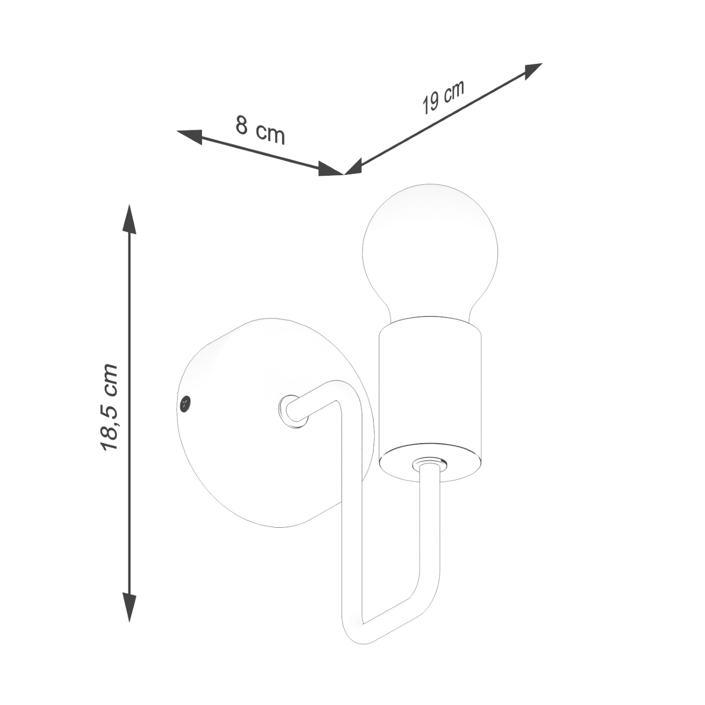 Timbo - Aplique de Pared - 1-Light - Negro - Acero y Madera - E27 - IP20