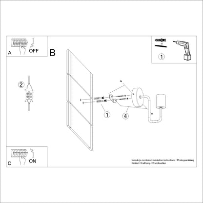 Timbo - Aplique de Pared - 1-Light - Negro - Acero y Madera - E27 - IP20