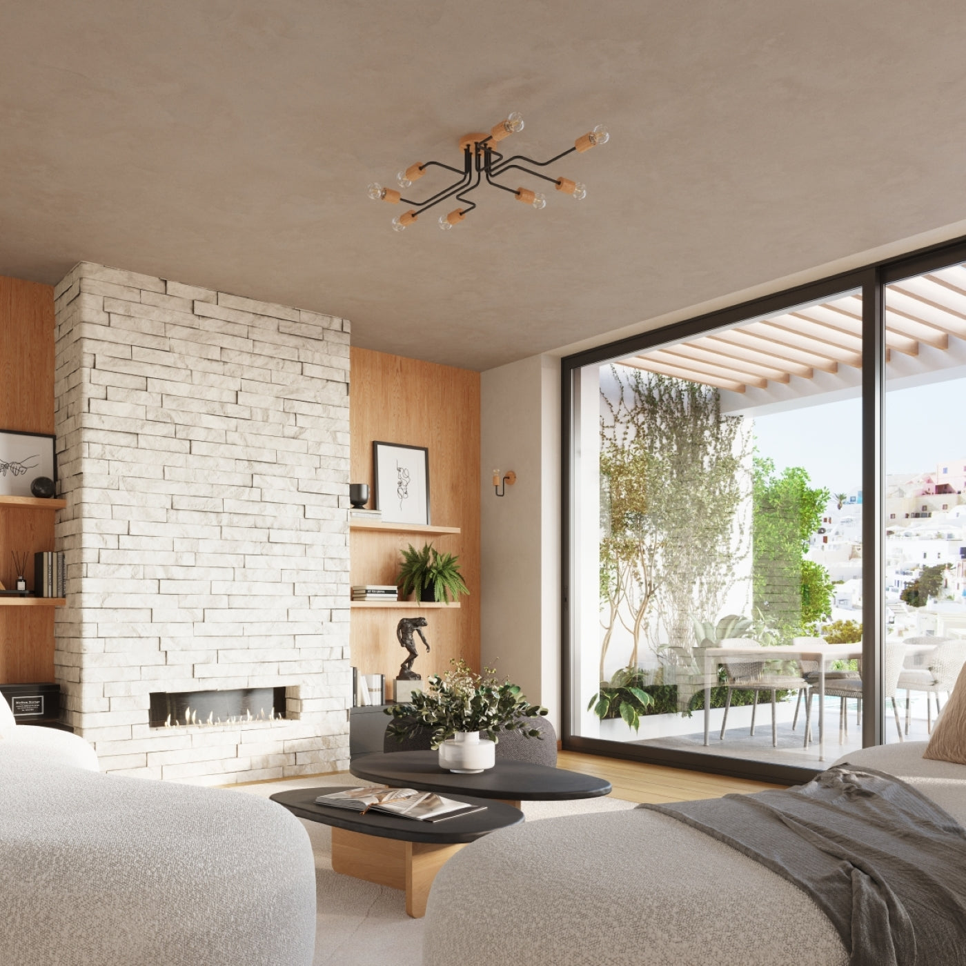 Timbo - Aplique de Pared - 1-Light - Negro - Acero y Madera - E27 - IP20