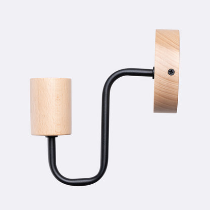 Timbo - Aplique de Pared - 1-Light - Negro - Acero y Madera - E27 - IP20