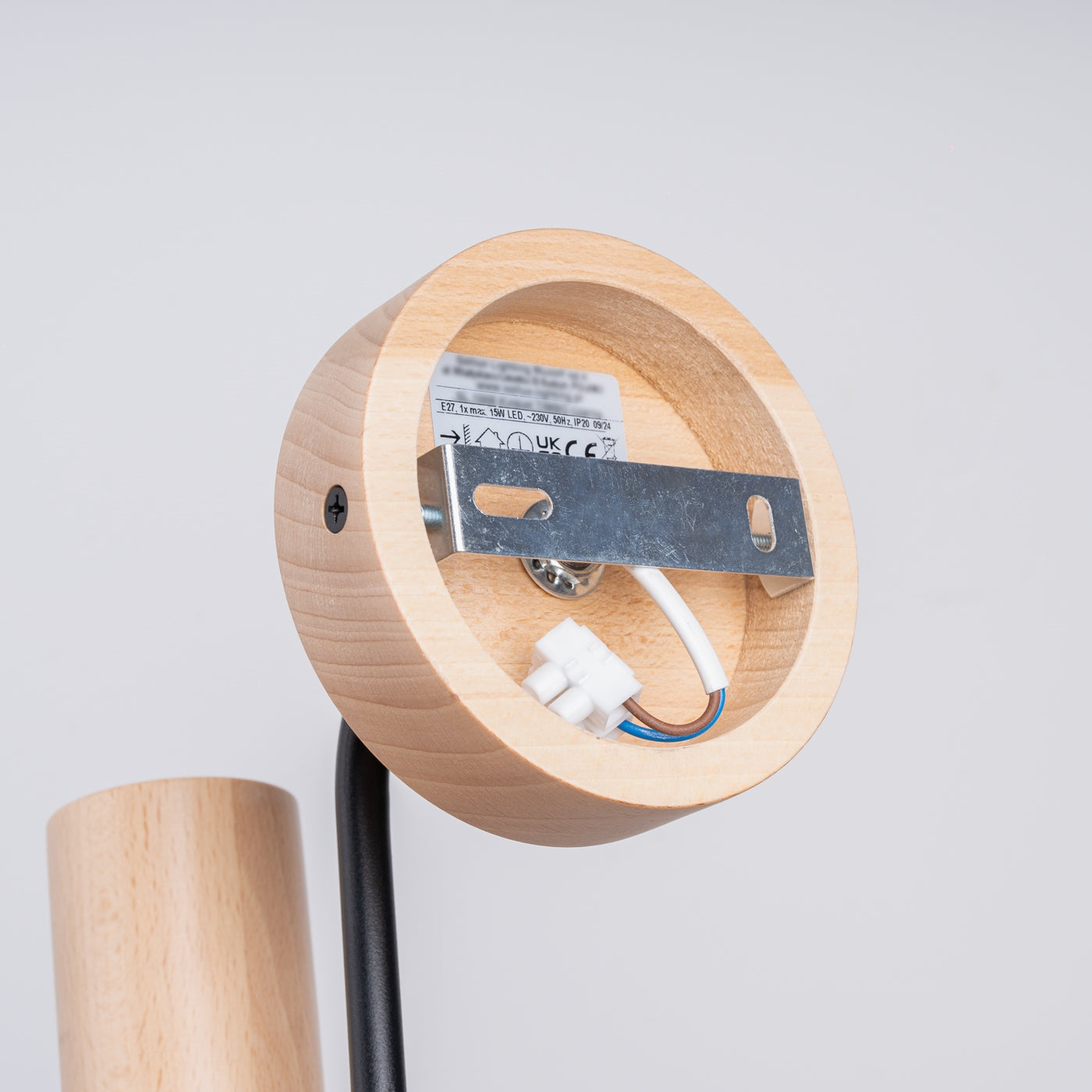 Timbo - Aplique de Pared - 1-Light - Negro - Acero y Madera - E27 - IP20