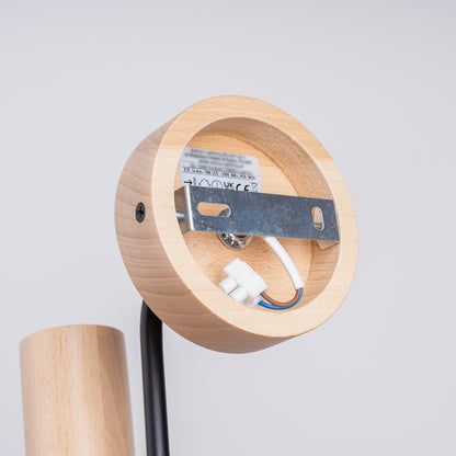 Timbo - Aplique de Pared - 1-Light - Negro - Acero y Madera - E27 - IP20