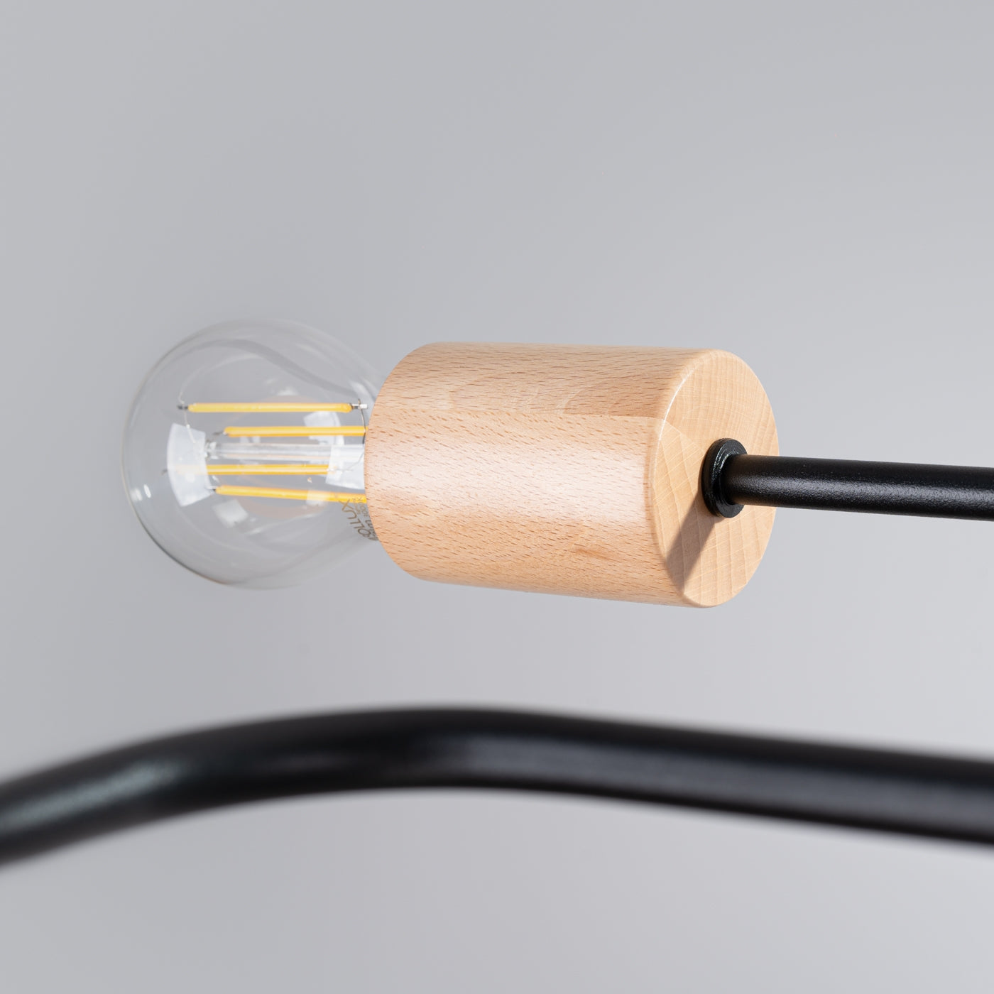 Timbo - Lámpara De Techo - 6-Light - Negra - Acero Y Madera - E27 - Bombilla No Incluida