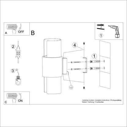 Luzara - Aplique de Pared - 2-Light Blanco - Acero - E27 - LED IP20 - Bombilla No Incluida
