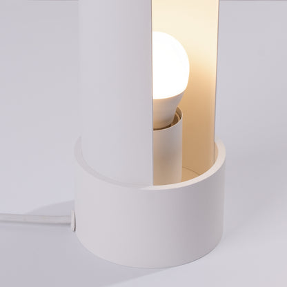 Luzara - Table Lamp - 1-Light White Steel - Con Lámina Giratoria - Bombilla No Incluida - 10x10x21 cm