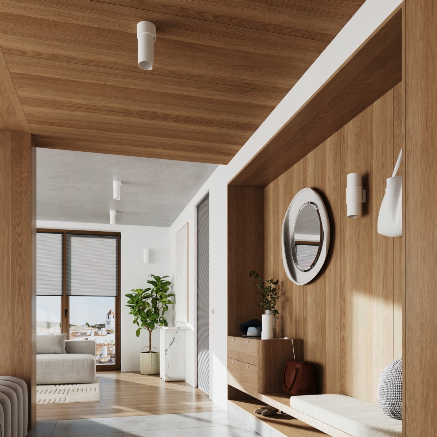 Luzara - Aplique de Pared - 1-Light Blanco Acero - E27 - IP20 - Sin Bombilla - 10 x 10 x 21 cm