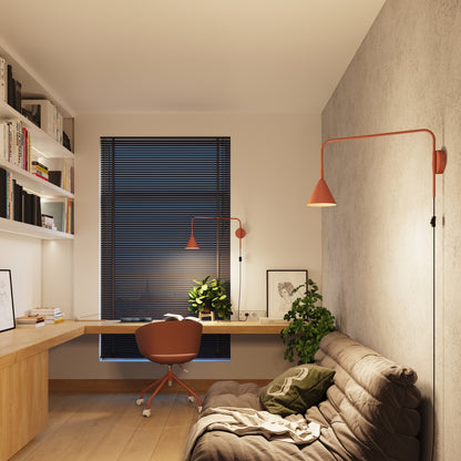 Luzara - Aplique de Pared - 1-Light - Ocre Rojo - Acero - E14 LED - IP20 - Dimensiones 14/61/30 cm - NOX