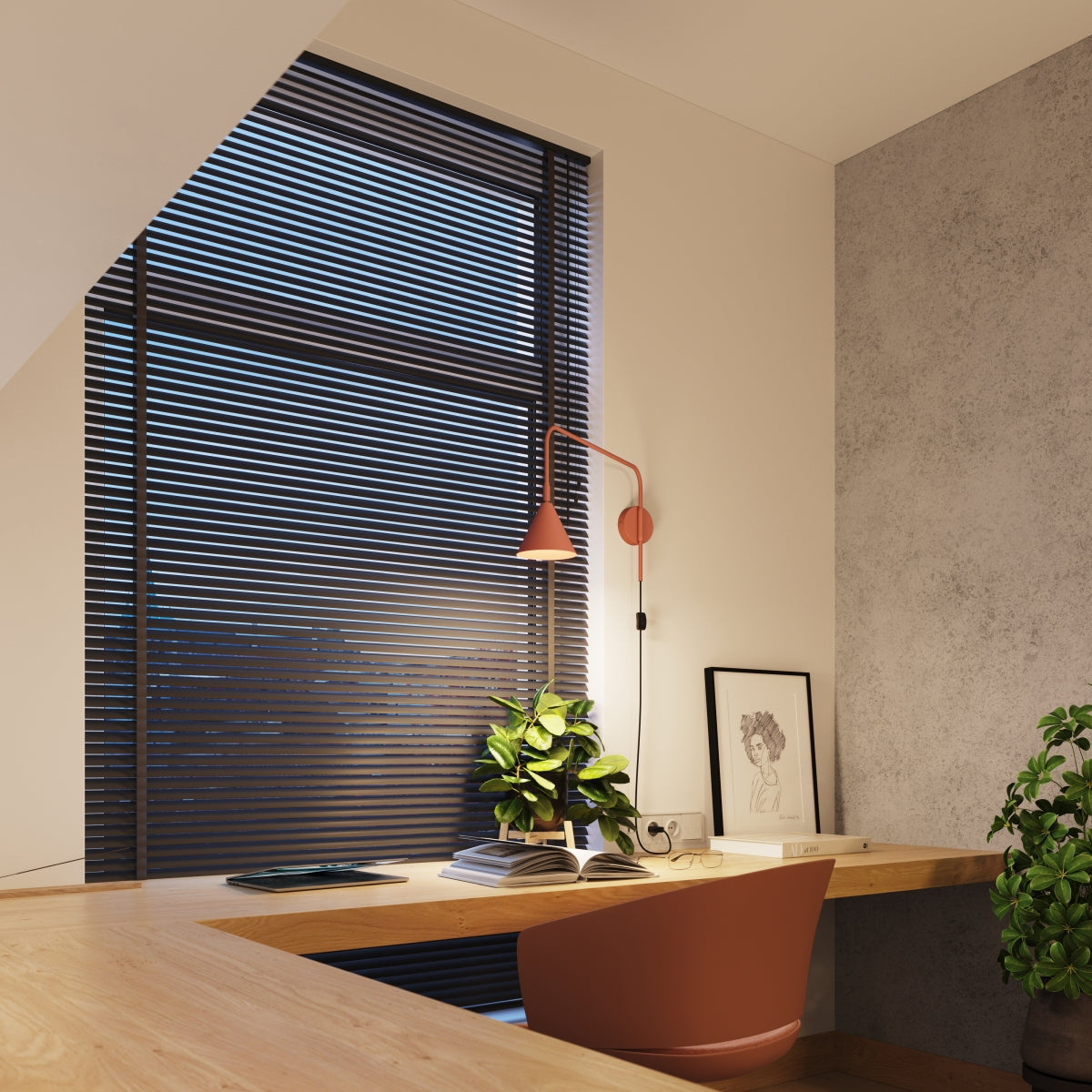 Luzara - Aplique de Pared - 1-Light - Ocre Rojo - Acero - E14 LED - IP20 - Dimensiones 14/61/30 cm - NOX