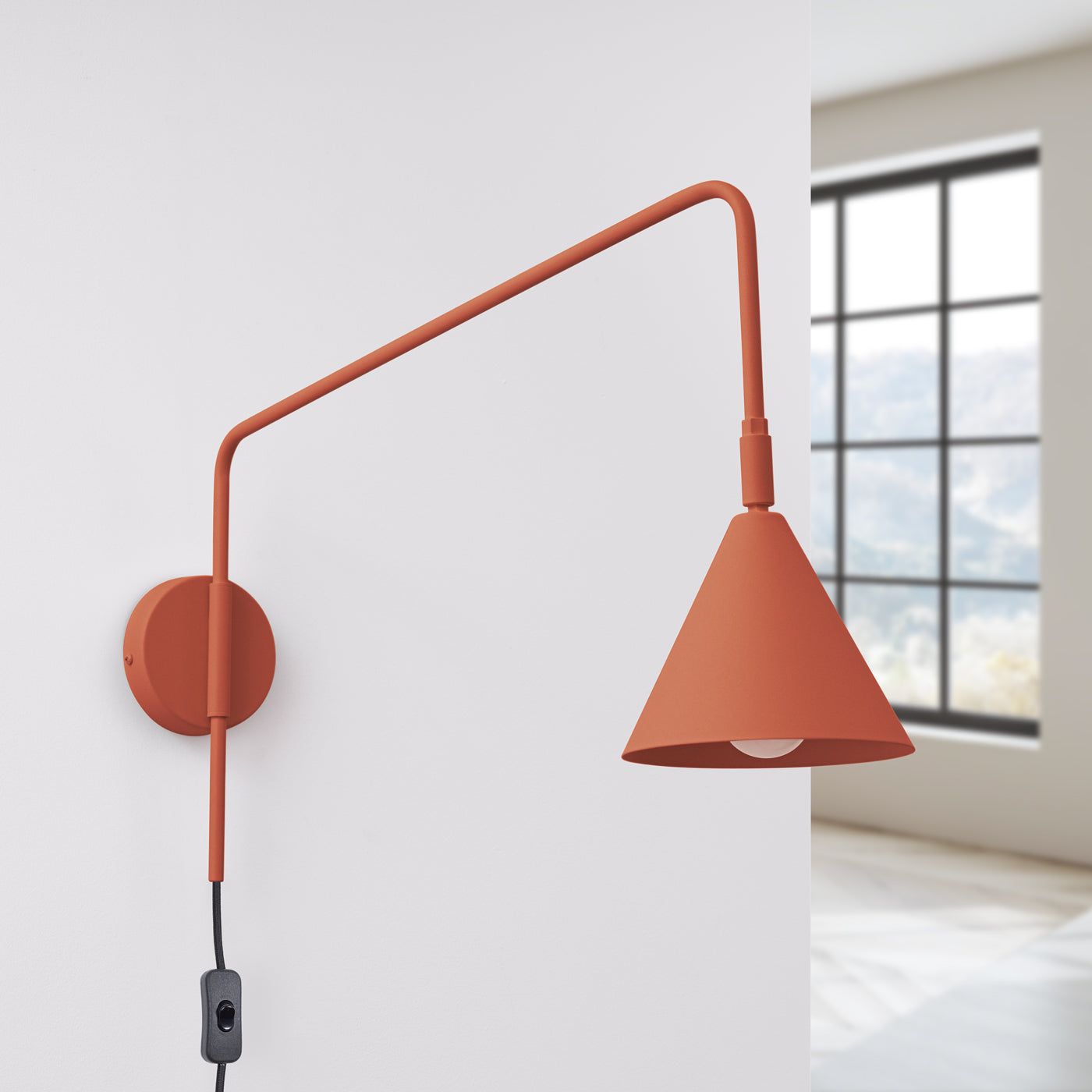 Luzara - Aplique de Pared - 1-Light - Ocre Rojo - Acero - E14 LED - IP20 - Dimensiones 14/61/30 cm - NOX