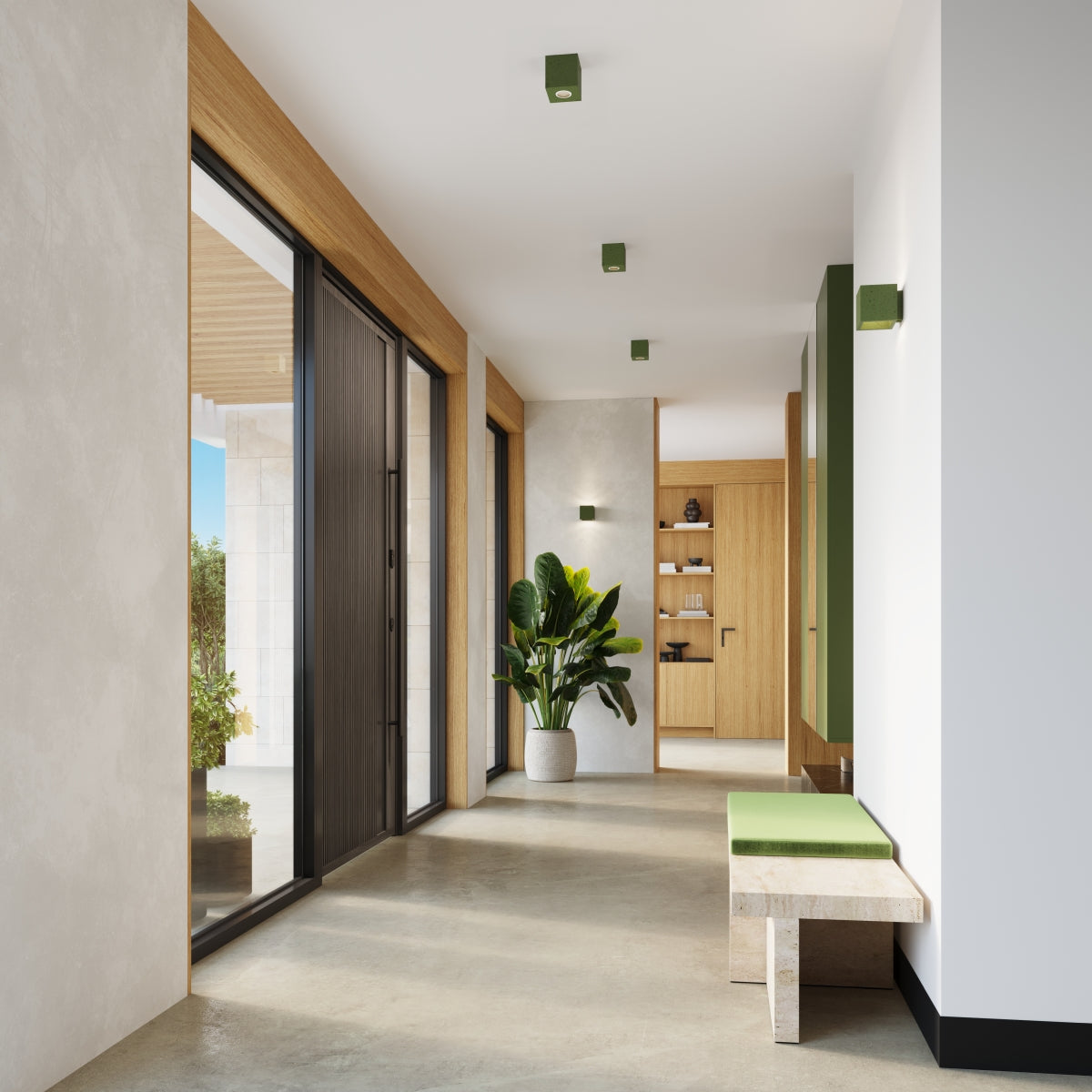 Luzara - Aplique de Pared - 1-Luz Verde Oliva - Hormigón - IP20 - G9 LED No Incluida - 10 x 12 x 10 cm