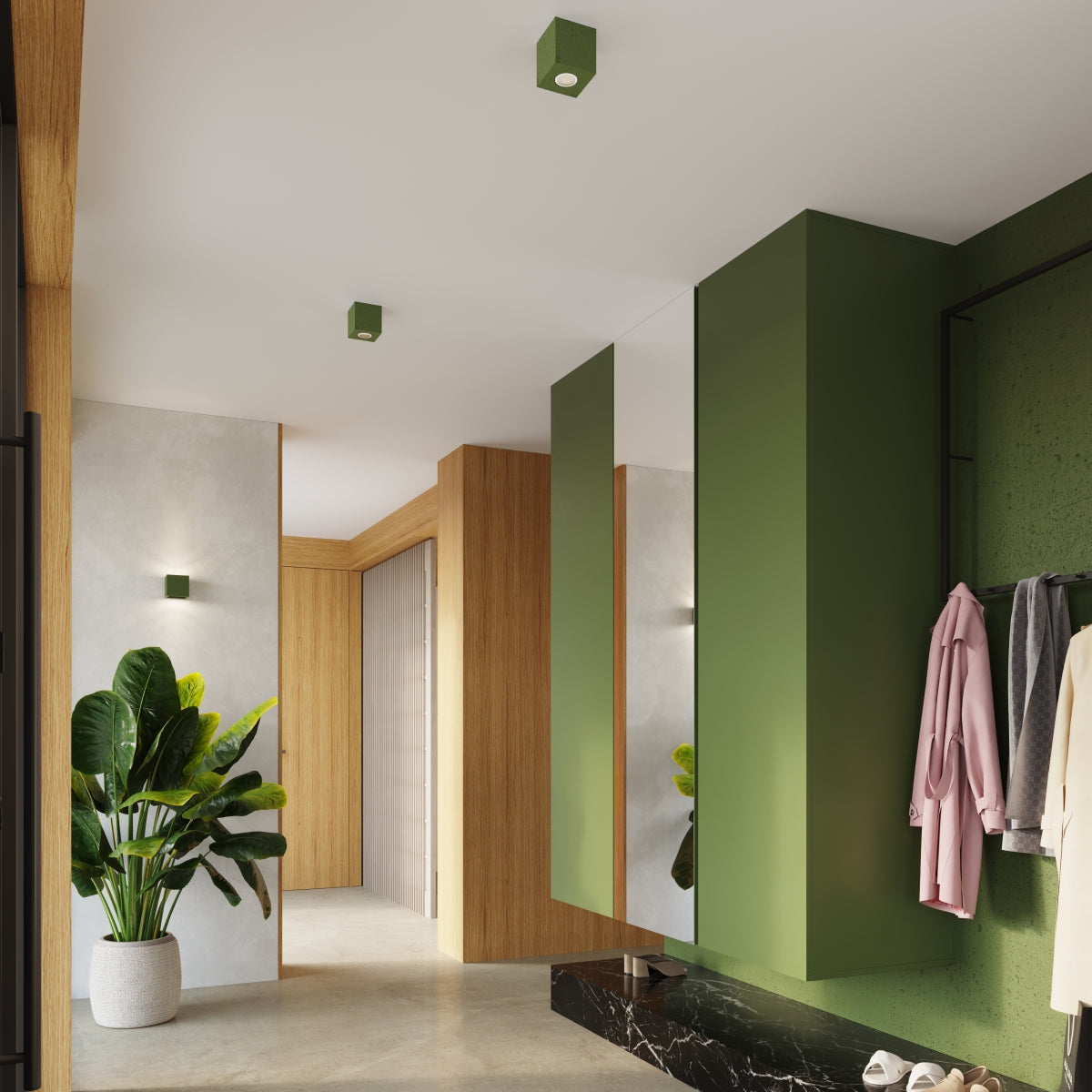 Luzara - Aplique de Pared - 1-Luz Verde Oliva - Hormigón - IP20 - G9 LED No Incluida - 10 x 12 x 10 cm