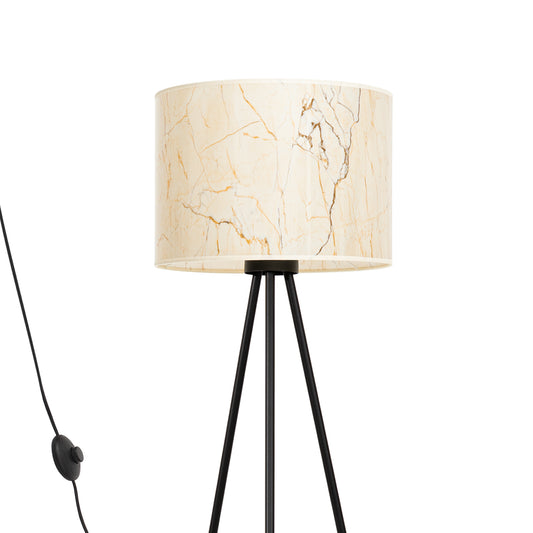 Nevia - Lámpara de Pie - 1-Light LED - Mármol Beige/Negro - Tela/PVC/Acero - E27 - IP20 - Base 40 x 40 cm - Altura 135 cm