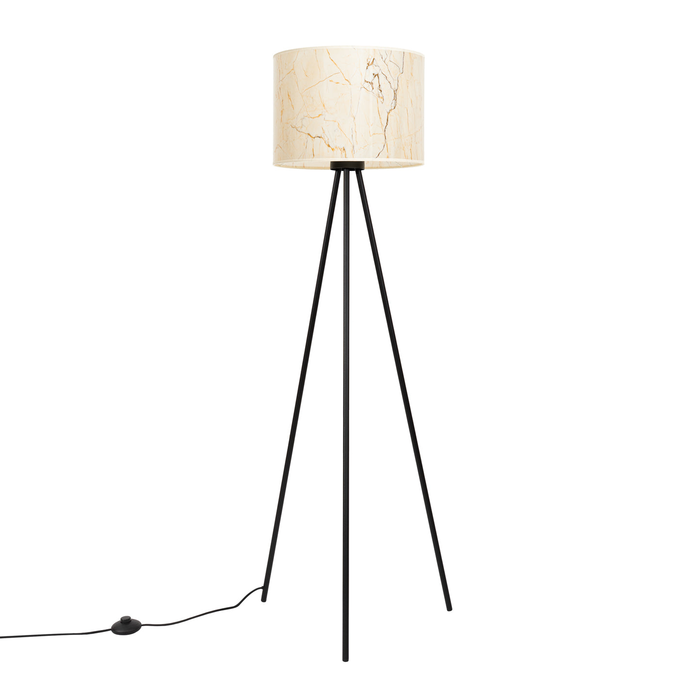 Nevia - Lámpara de Pie - 1-Light LED - Mármol Beige/Negro - Tela/PVC/Acero - E27 - IP20 - Base 40 x 40 cm - Altura 135 cm
