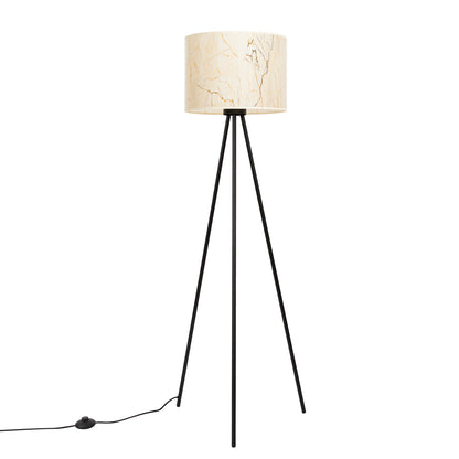 Nevia - Lámpara de Pie - 1-Light LED - Mármol Beige/Negro - Tela/PVC/Acero - E27 - IP20 - Base 40 x 40 cm - Altura 135 cm