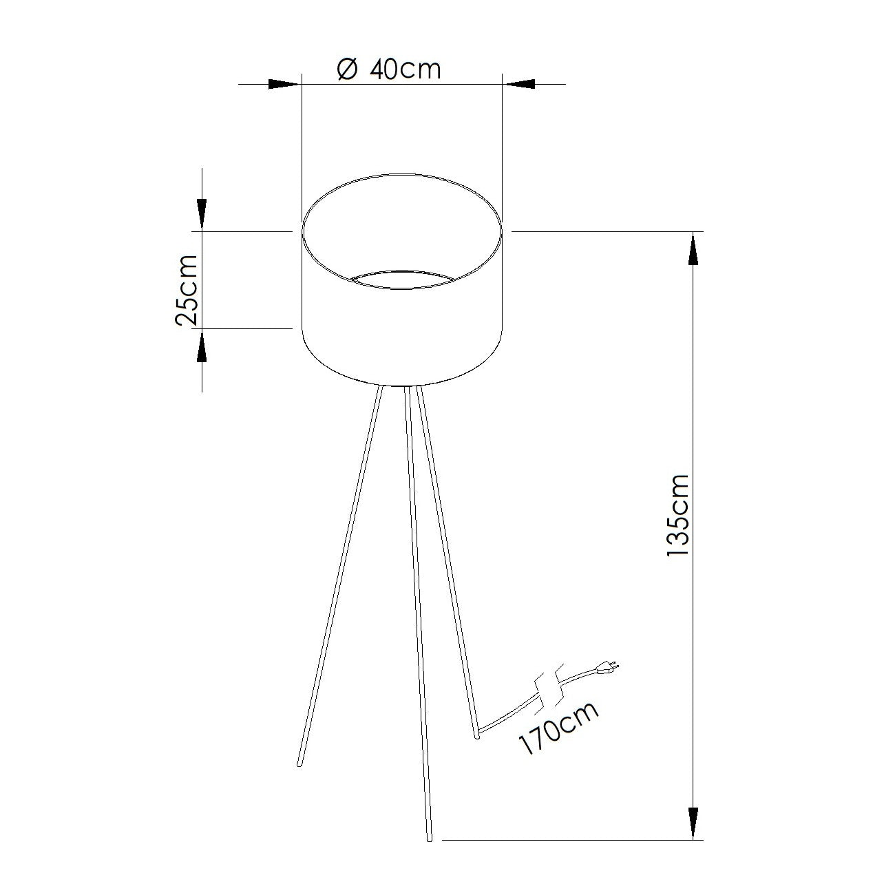 Nevia - Lámpara de Pie - 1-Light LED - Mármol Beige/Negro - Tela/PVC/Acero - E27 - IP20 - Base 40 x 40 cm - Altura 135 cm
