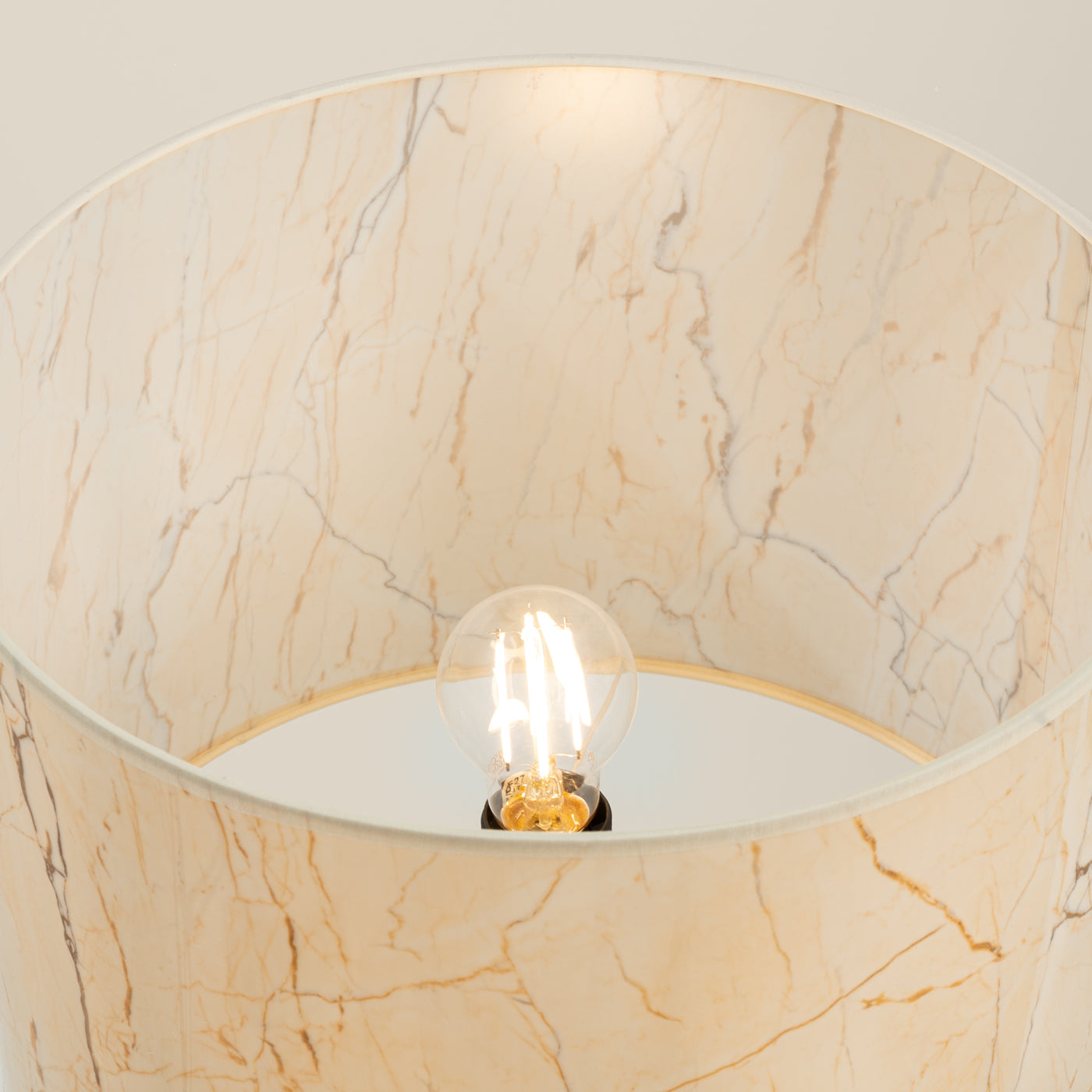 Nevia - Lámpara de Pie - 1-Light LED - Mármol Beige/Negro - Tela/PVC/Acero - E27 - IP20 - Base 40 x 40 cm - Altura 135 cm