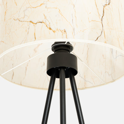 Nevia - Lámpara de Pie - 1-Light LED - Mármol Beige/Negro - Tela/PVC/Acero - E27 - IP20 - Base 40 x 40 cm - Altura 135 cm