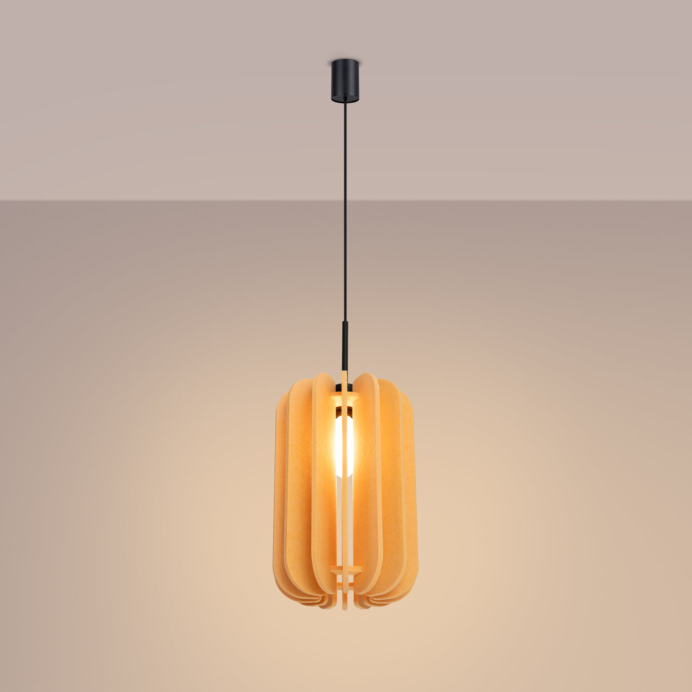 Luzara - Pendant Light - 1-Light - Amarillo y Negro - Fieltro y Acero - No Incluye Bombilla - IP20 - 27 cm