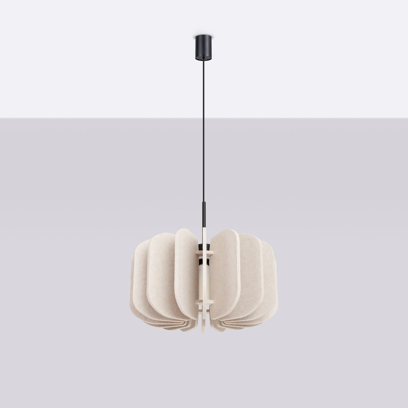MULA - Lámpara Colgante - Beige / Negro - Fieltro Y Acero - E27 - 1 LED 15 W - IP20 - Montaje Propio - 45/45/146 cm