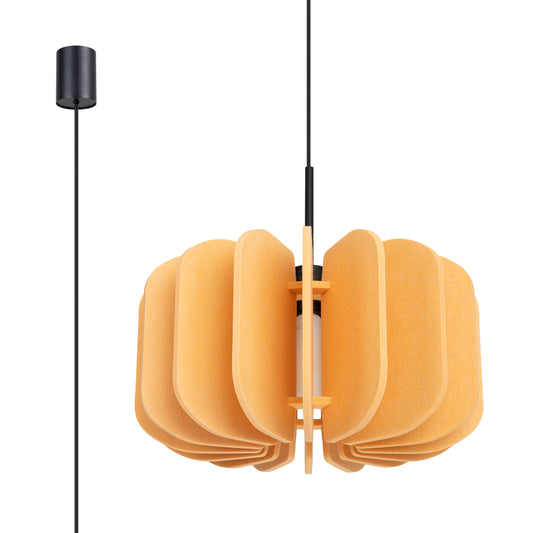 Spanish Orange - Pendant Light - 1-Light - Amarillo/Negro - Fieltro y Acero - E27 230V IP20 - 146 cm Alto