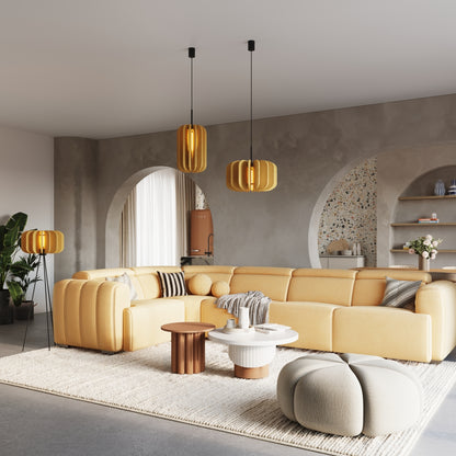 Spanish Orange - Pendant Light - 1-Light - Amarillo/Negro - Fieltro y Acero - E27 230V IP20 - 146 cm Alto
