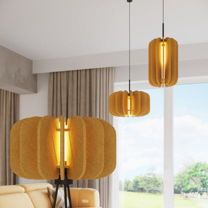 Spanish Orange - Pendant Light - 1-Light - Amarillo/Negro - Fieltro y Acero - E27 230V IP20 - 146 cm Alto