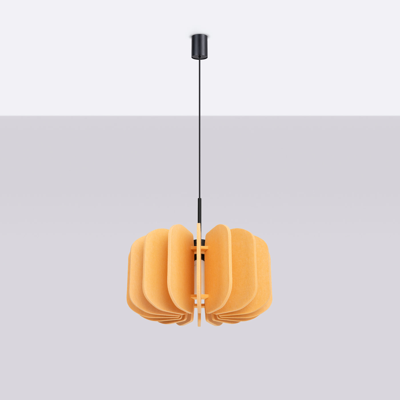 Spanish Orange - Pendant Light - 1-Light - Amarillo/Negro - Fieltro y Acero - E27 230V IP20 - 146 cm Alto