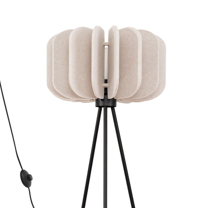 Marbella Lux - Lámpara de Pie - 1-Luz Beige/Negro - Fieltro y Acero - E27 - IP20 - 134 cm