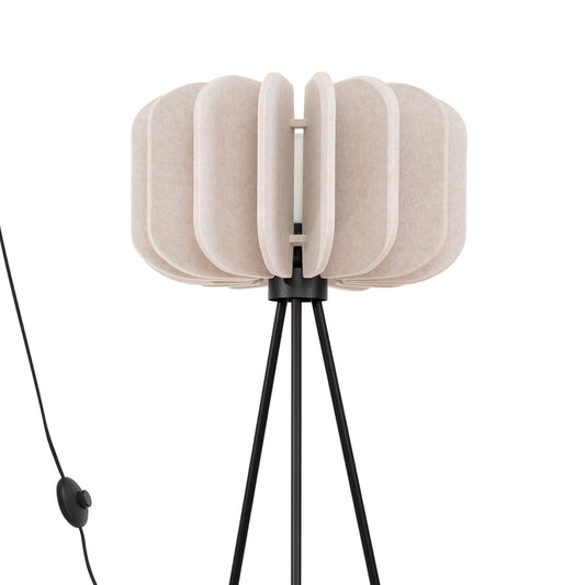 Marbella Lux - Lámpara de Pie - 1-Luz Beige/Negro - Fieltro y Acero - E27 - IP20 - 134 cm