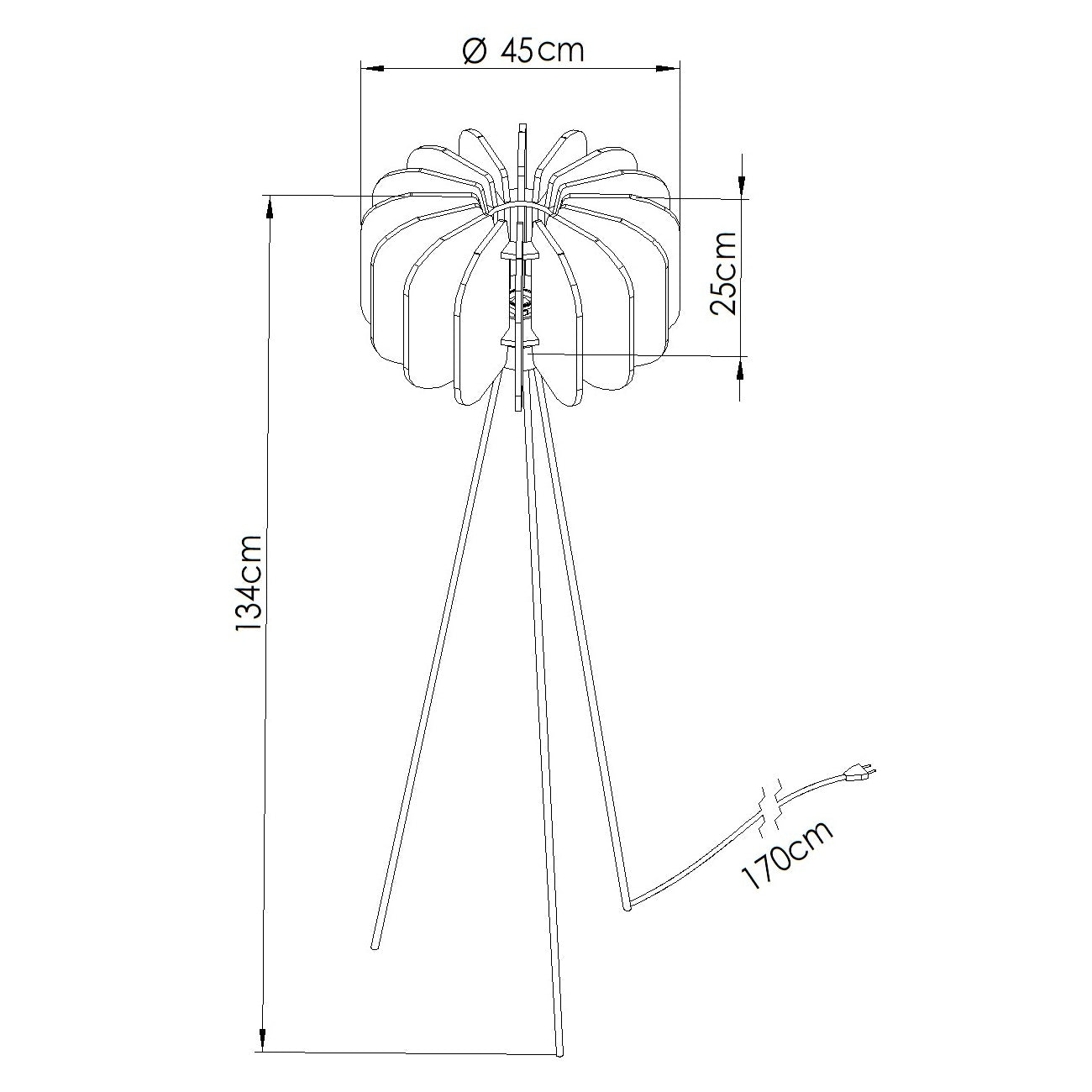 Mula - Lámpara de Pie - 1 LED - Amarillo y Negro - Fieltro y Acero - IP20 - 134 cm