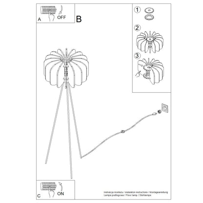 Mula - Lámpara de Pie - 1 LED - Amarillo y Negro - Fieltro y Acero - IP20 - 134 cm