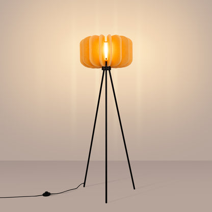 Mula - Lámpara de Pie - 1 LED - Amarillo y Negro - Fieltro y Acero - IP20 - 134 cm