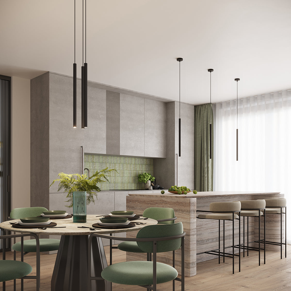 Arche - Pendant Light - 2-Light - Negro Acero - G9 LED No Incluida - IP20 - 118 cm