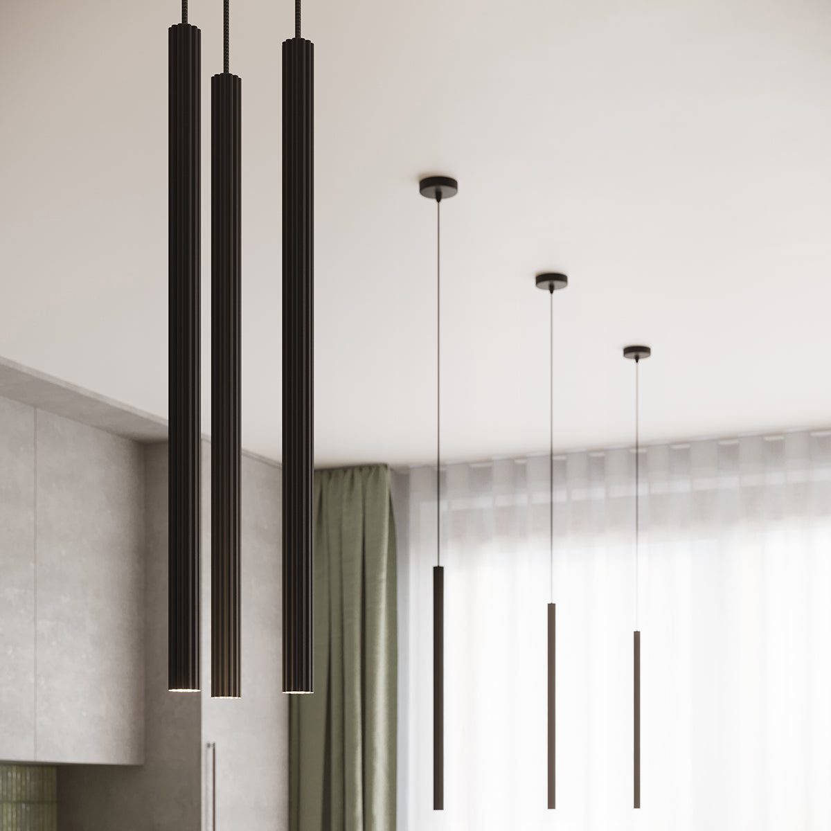 Arche - Pendant Light - 2-Light - Negro Acero - G9 LED No Incluida - IP20 - 118 cm